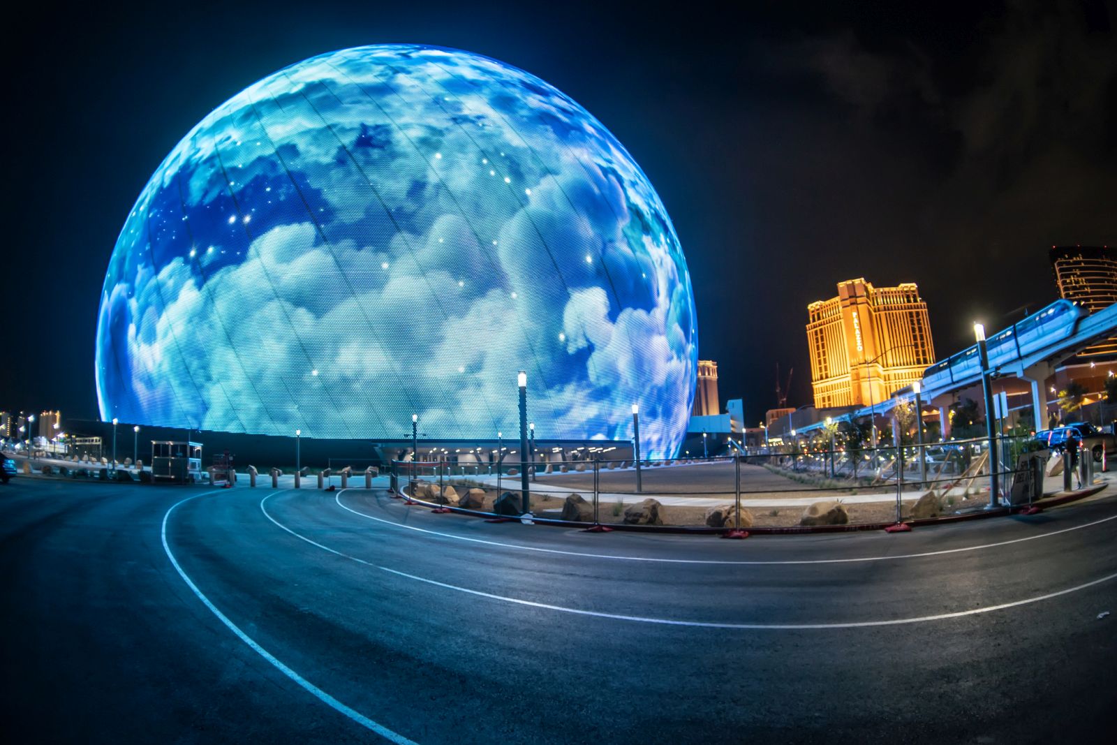Sphere Las Vegas bei Nacht